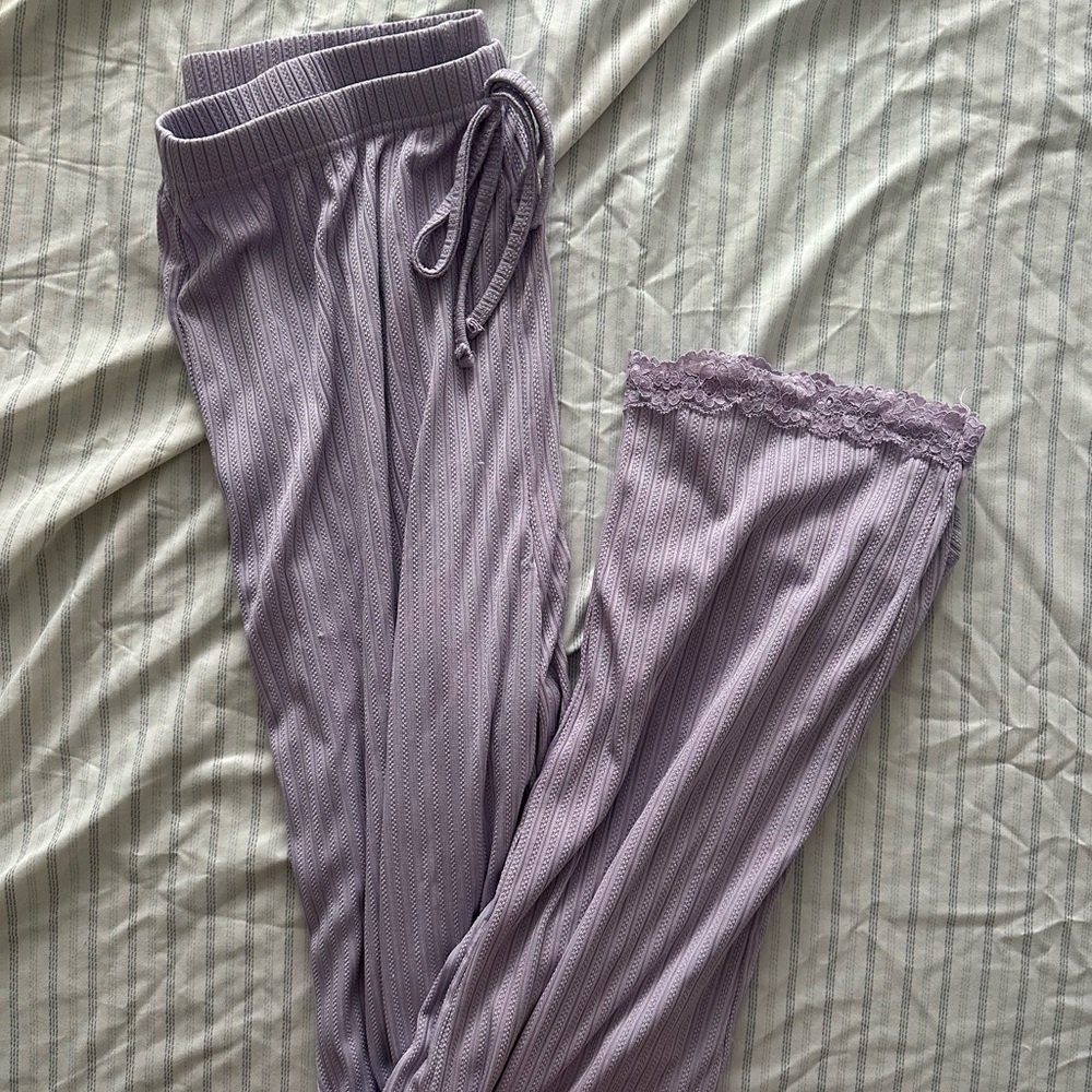 Lavender Ribbed Lounge Pants